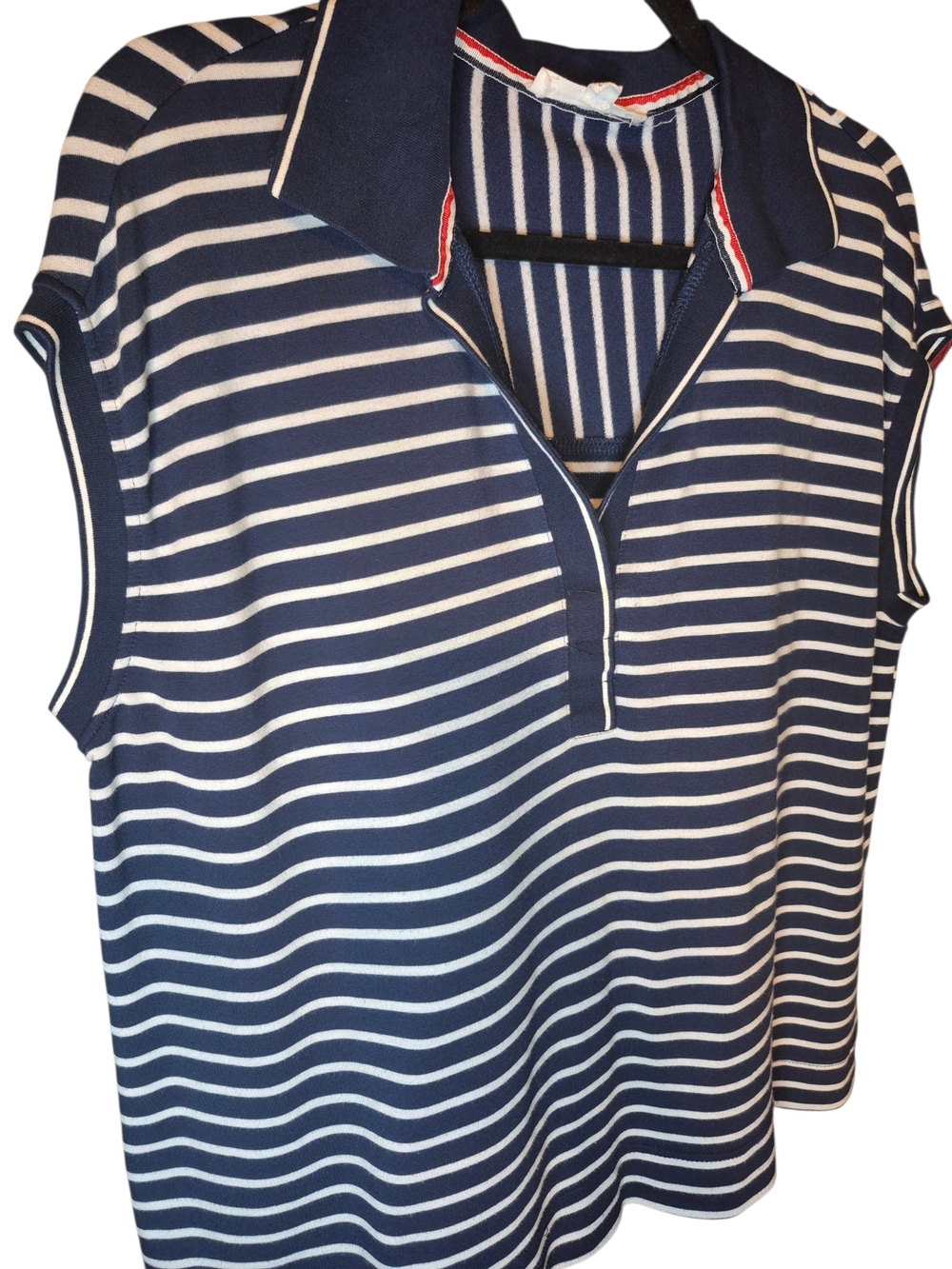 Jane and Delancey Navy and White Striped Polo Tank - Picture 5 of 8